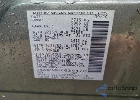 2020 Nissan Pathfinder S from USA, damaged, VIN 5N1DR2AM8LC634420